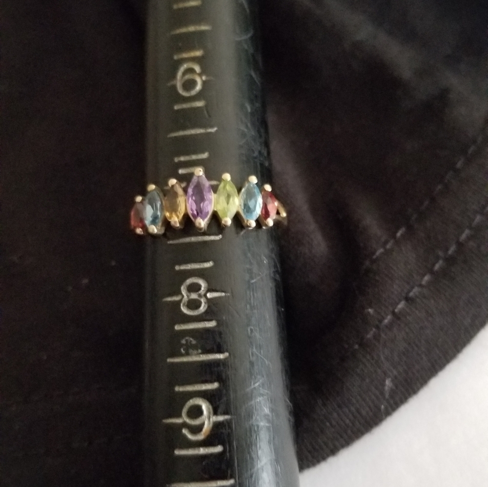 10k yellow gold Multi-colored gemstones ring  Sz 7
